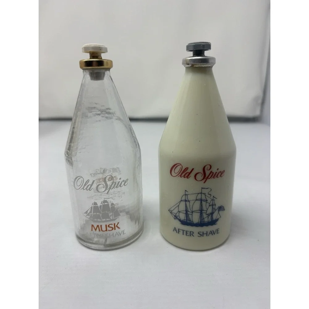 Vintage Old Spice Original Musk Milk Glass After Shave 4.25oz Star Tops Empty